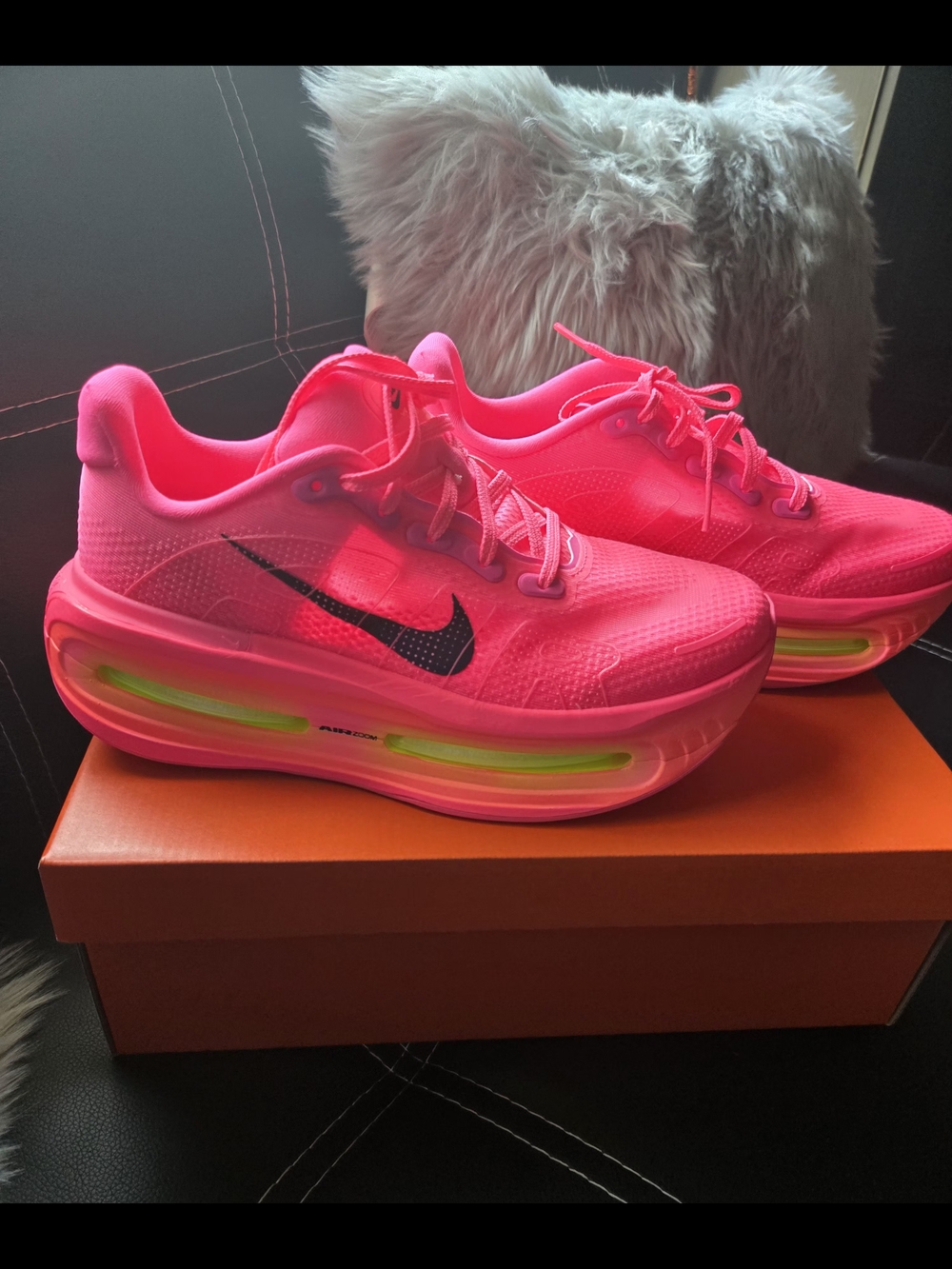 Nike Vomero Premuim Neon Pink Women's  Sneakers with Black Logo